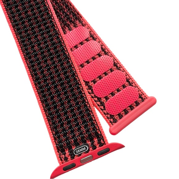NEW Apple Watch Bands Nylon Sport Loop Thin Silicone 38 40 41mm S/M Black Coral - Picture 6 of 8
